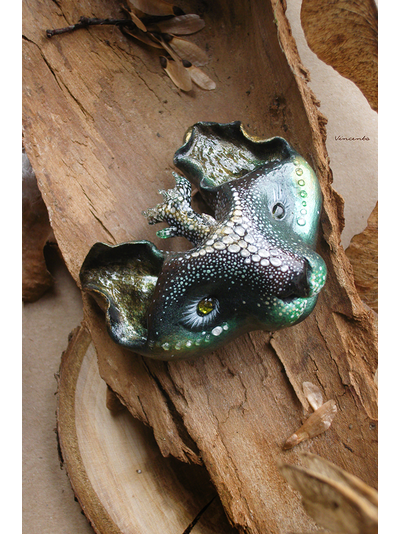 &quot;КотоВолк (Котовий ЛосеВолк) из рода котов-единорогов&quot; - брошь в лесном стиле