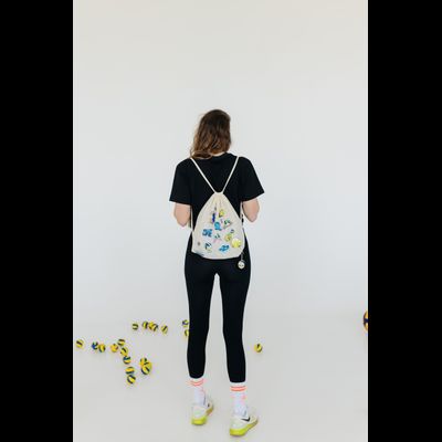 Рюкзак холщовый со стикерами черный