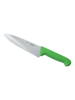 Нож поварской 20 см волнистое лезвие, зеленая ручка