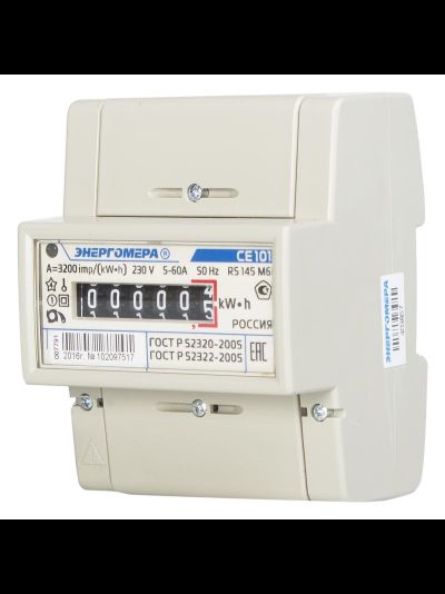 Счетчик Энергомера CE101 R5 145 М6, однотарифный, 5(60)А, класс точности - 1