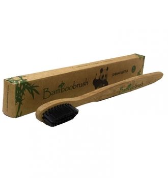 Зубная щетка Bamboobrush из бамбука, щетина с угольным напылением (средняя жесткость) бамбубраш
