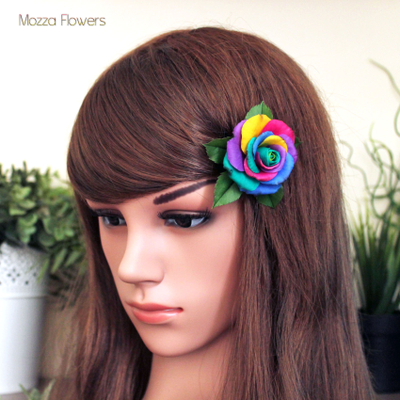 Брошь-заколка "Радужная роза".