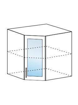 Шкаф верхний угловой со стеклом 600
