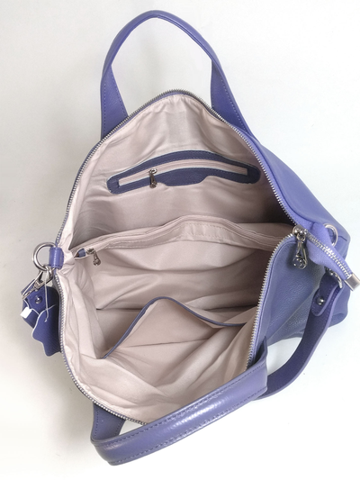 (АРТИКУЛ: 9618/1/82) СУМКА ЖЕНСКАЯ, БОЛЬШАЯ, НАТУРАЛЬНАЯ КОЖА, СИРЕНЕВАЯ, С ШИРОКИМ ПЛЕЧЕВЫМ РЕМНЕМ