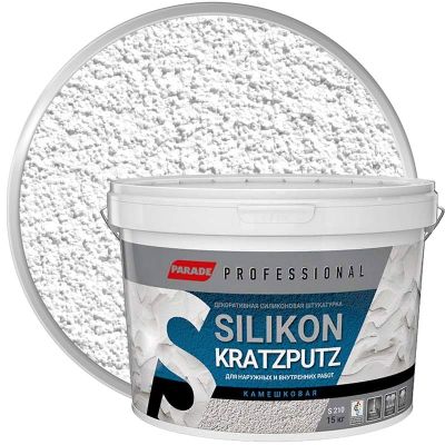 Штукатурка декоративная силиконовая PARADE Professional SILIKON KRATZPUTZ S210 Белая база А Камешковая 2 мм 15 кг