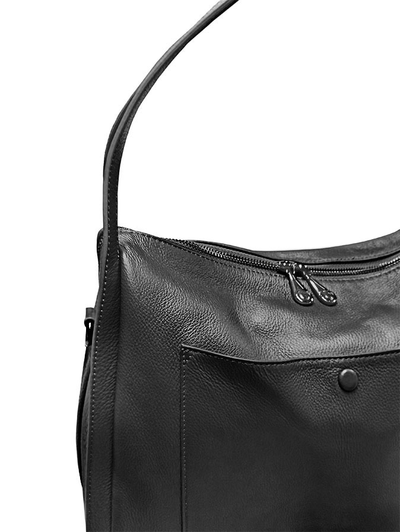 (АРТИКУЛ: 10035) СУМКА ЖЕНСКАЯ СРЕДНЕГО РАЗМЕРА, НАТУРАЛЬНАЯ КОЖА, ЧЕРНАЯ, РУЧКИ И РЕМЕНЬ ЧЕРЕЗ ПЛЕЧО