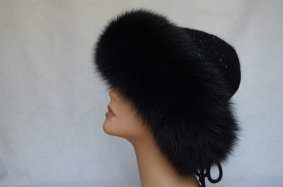 Женская шапка с мехом Vizio Италия 6136 CCP темносиняя