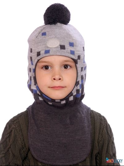Шапка-шлем   21101-07, цвет темно-серый, серый р. 50-52