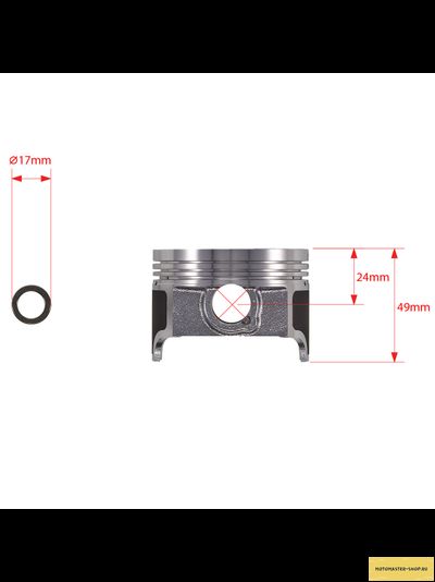 Поршень в сборе 4T двиг. CB250 d-69, p-17 (тефлон) SM-PARTS