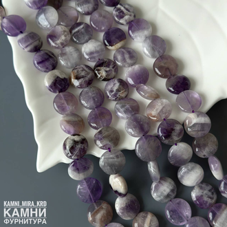 Аметист шеврон круги 14-14,3 мм, цена за нить 19 см