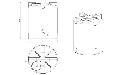 Размеры емкости для воды 3000 литров Т3000