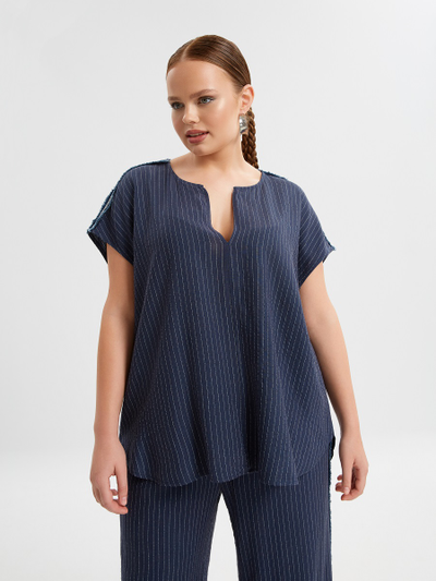 Топ синий в полоску