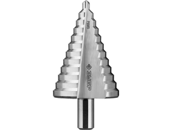 Ступенчатое сверло по металлу ЗУБР Профессионал 6-52 мм, 12 ступеней, сталь Р6М5 29670-6-52