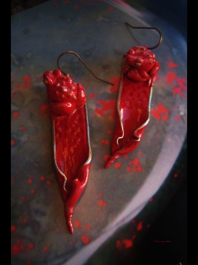 "Сургучные Императорские Лягушки", серьги югендстиль