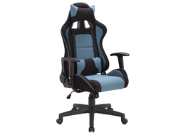 Кресло компьютерное BRABIX "GT Racer GM-100", две подушки, ткань, черное/голубое