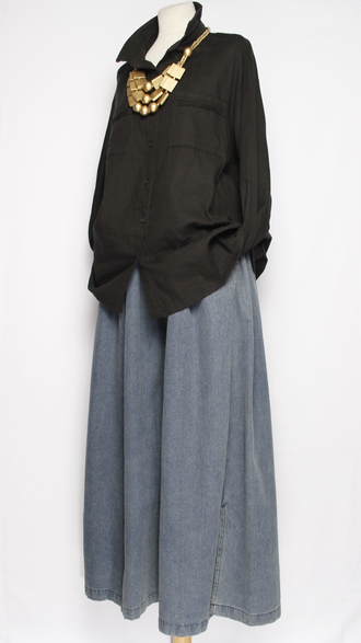 Рубашка Бохо "Муслин два кармана" хаки, малахит, графит, черная до р.54