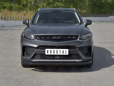 Защита переднего бампера d57 секции black Geely Tugella 2020-