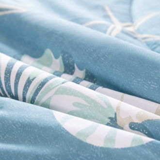 Комплект постельного белья  Евро сатин с одеялом покрывалом рисунок Морские звезды OB088