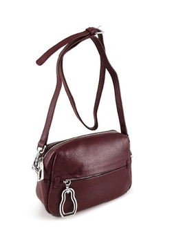 (АРТИКУЛ: 8395) СУМКА ЖЕНСКАЯ, МАЛЕНЬКАЯ, НАТУРАЛЬНАЯ КОЖА, БОРДОВАЯ "СПЕЛАЯ ВИШНЯ", С НАРУЖНЫМИ КАРМАНАМИ, С ПЛЕЧЕВЫМ РЕМНЕМ