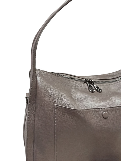 (АРТИКУЛ: 10034) СУМКА ЖЕНСКАЯ СРЕДНЕГО РАЗМЕРА, НАТУРАЛЬНАЯ КОЖА, ТЕМНО-БЕЖЕВАЯ, РУЧКИ И РЕМЕНЬ ЧЕРЕЗ ПЛЕЧО