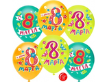 Шар (12&#039;&#039;/30 см) 8 Марта, Весенний праздник, Ассорти, пастель, 1 ст, 25 шт.