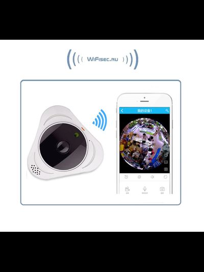 Cobel_SS. Потолочная - настенная WiFi видеокамера панорамная с DVR (fish_YooSee_W),  HD 960P