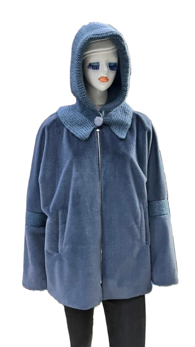 Меховая куртка цвет джинс  модель 105