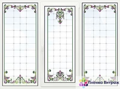 Витражная пленка, витражная пленка самоклеющаяся, пленочный витраж с классическим рисунком матовая