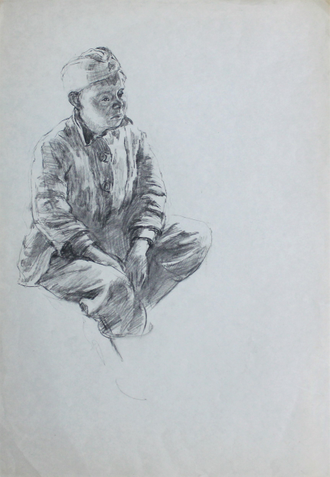 "Портрет девочки" бумага уголь Кондратова О.Е. 1973 год