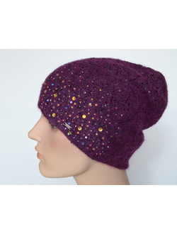 Вязаная шапка стразы Сваровски Vizio Италия 6917 CL фуксия