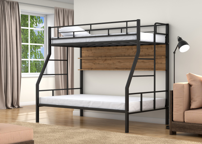 Двухъярусная кровать Раута Твист Черный полка дуб ватан фото