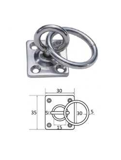 Планка квадратная с поворотной проушиной и кольцом 5мм