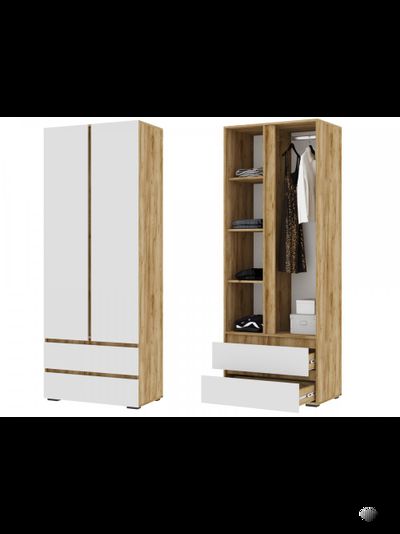 Хелен ШК 01 шкаф 2х створчатый Дуб Крафт золотой/Белый шагрень