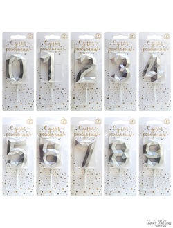 Свеча тортовая цифра  на шпажке "Многогранник" Серебро