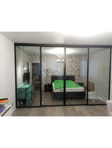 Прозрачное стекло графит и черный профиль.