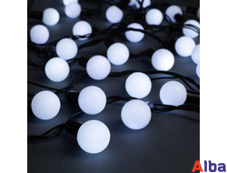 Гирлянда шарики 23мм, 20 м БЕЛЫЙ холодный 220В