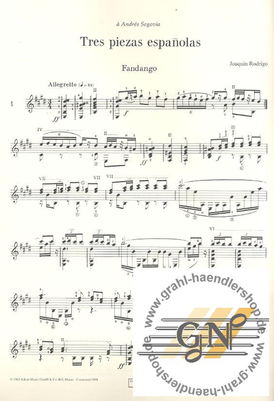 Rodrigo, J: Three Spanish Pieces for guitar