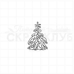 Штамп для скрапбукинга елка в снегу нарисованная контур