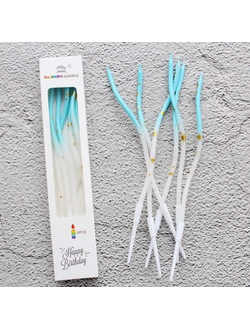 Свечи для торта волна 16,5 см (6 шт) голубой градиент/золотые пятна