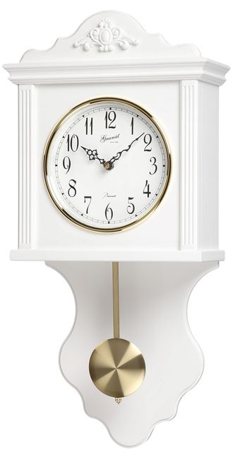 GB 1792-10 белые настенные кварцевые часы с маятником Granat Baccart