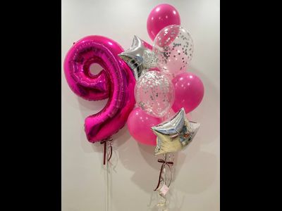 Композиция из шаров &quot;фуксия с цифрой&quot;