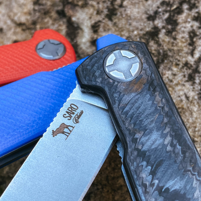 Складной нож Авиационный Single сталь ELMAX, рукоять хаотичный карбон