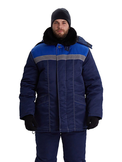 Костюм зимний "ВЬЮГА" куртка/полукомб. цвет: т.синий/василек