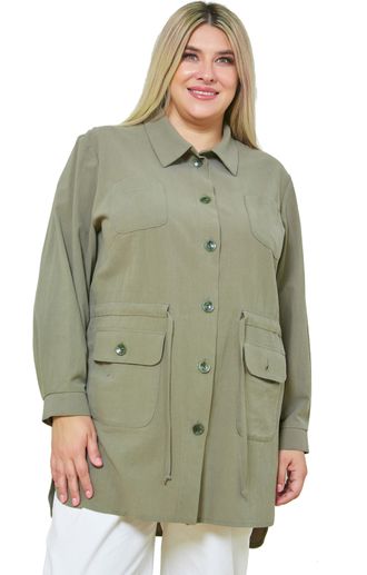 Женский  удлиненный жакет-рубашка арт. 898 (цвет зеленый) Размеры 52-68