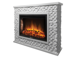 Портал Firelight Quadro 25 камень песчаник античный белый, белая эмаль