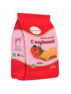 Печенье сдобное БРЯНКОНФИ с клубничной начинкой 500 г, УТ-00028797, 4 упаковки