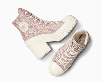 Pink converse heels sales