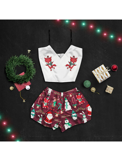 Шёлковая пижама "Новогодние лисята"