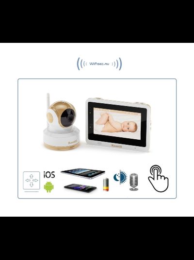 Wi-Fi видеоняня Ramili Baby RV1500 с сенсорным монитором и одной поворотной видеокамерой, просмотр с моильных устройств., HD