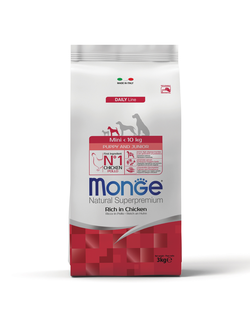 Корм Monge Mini для щенков мелких пород с курицей 3 кг